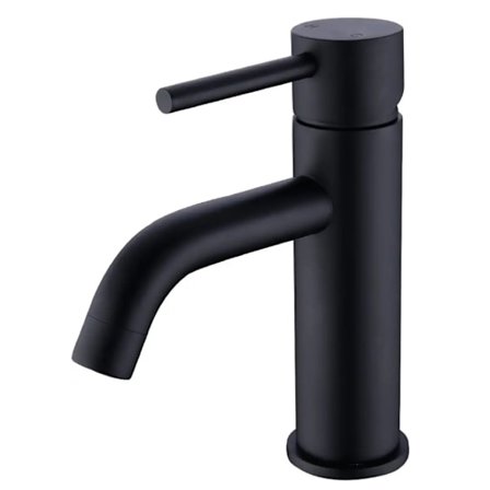 Etgrebs messingbassin/badeværelsesarmatur, enkelthuls, mat sort, badeværelseshotelarmatur, balkonhotelarmatur