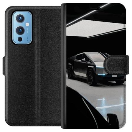 Kompatibelt Lommeboketui til OnePlus 9 Tesla Cybertruck futuristisk elbil konseptdesign i mørk studio moderne bilillustrasjon for teknologi og bilels