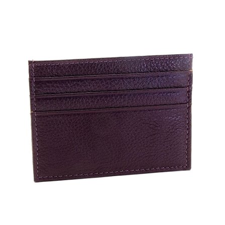 Stilrent, smalt kortetui / kortholder i ekte lær - Mørk lilla