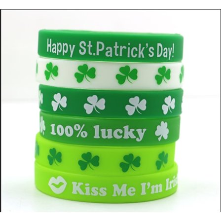 Pack Lucky Silikonarmband Fyraklöver Gummi Armband Färg Silikon Armband Flicka Pojke Tema Fest Present Fyraklöver Födelsedagspresent