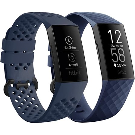 Fitbit Charge 3/Fitbit Charge 4 -yhteensopiva ranneke naisille ja miehille, nestemäisestä silikonista valmistettu klassinen ranneke, 2 kpl (