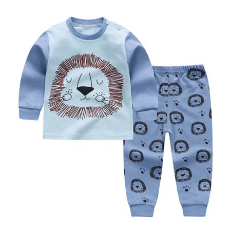 Kid Cartoon Print Crew Neck Sovkläder Elastisk Midja Pyjamas Set
