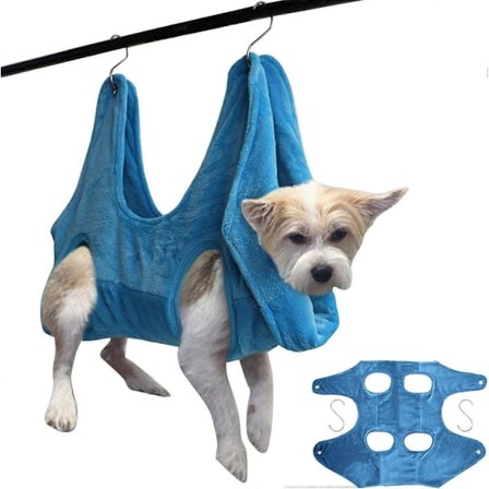 Hængekøje til kæledyr Hund Kat Grooming Hængekøje Fastgørelsestasker Komfortabel brug ved bad Vask Badning Negletrimning blå