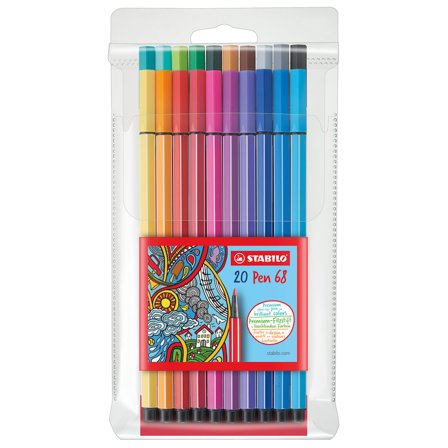 Stabilo Pen 68 Feutre de dessin Lot de 20 (3 ans+)