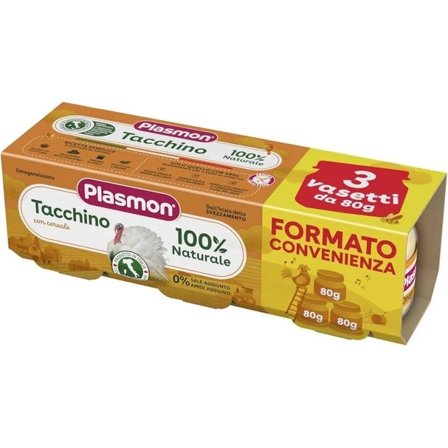 Plasmon Omogeneizzato Tacchino e Cereale 3 Pezzi da 80 g