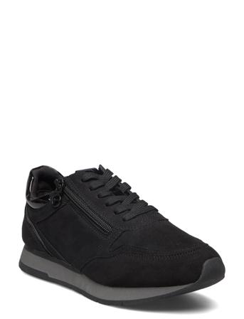 Woms Lace-Up Låga Sneakers Svart Tamaris