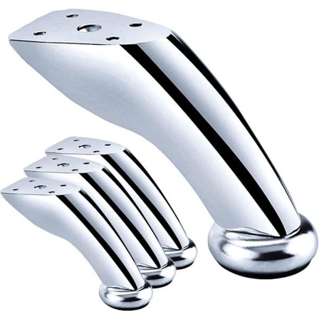Möbelben från Pieces, Kromjärnben, Lutande Soffa Ben, Kaffebordsben, Sneda Bordben, för Soffor, Stolar, Pall, Skåp (Silver, 9,5 cm)