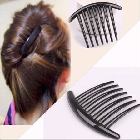 Hårkam 2-pak Plastik Sidekam Hår Twist Kam Fransk Twist Kam Hårklemmer med Tænder til Fint Hår Tilbehør til Kvinder Piger, Sort