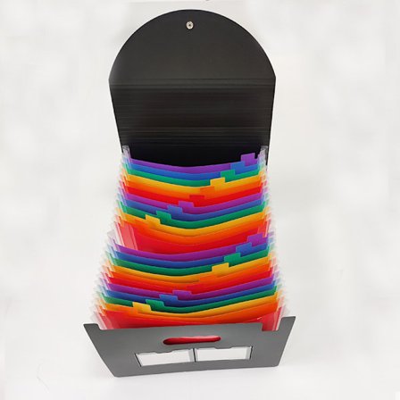 1 st (svart) 25 fack mapp papper förvaring, A4 dokument