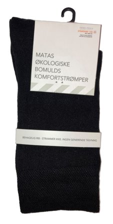 Matas Striber Økologiske Bomulds Komfortstrømpe Sort 37-41, Tøj & Bolig, Ankelsokker, Damesokker