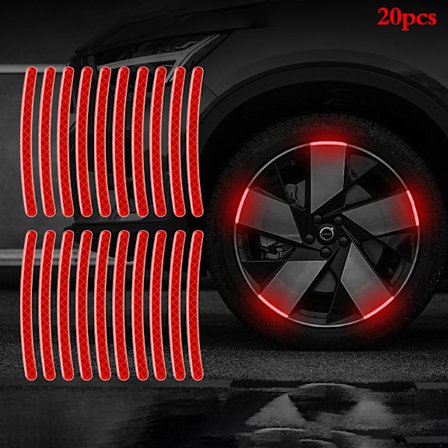 20 stk Bildæknav Reflekterende Strips Stickers Bil Motorcykel