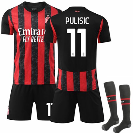 25-26 A.C. Milan Hemma NO.11 Christian Pulisic Tröjor Barn Vuxen Fotbollsutrustning med Strumpor