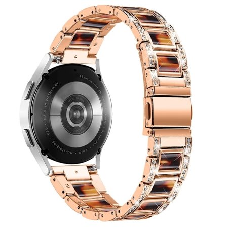 Klockarmband i resin med strassdekor för Samsung Galaxy Watch 4 - Roséguld / Sköldpaddsskal Färg