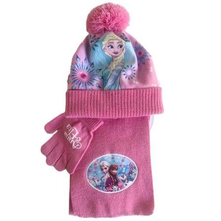 3-8 År Barn Jenter Frozen Elsa Anna Minnie Trykt Vinter Strikket Lue Skjerf Hansker Sett
