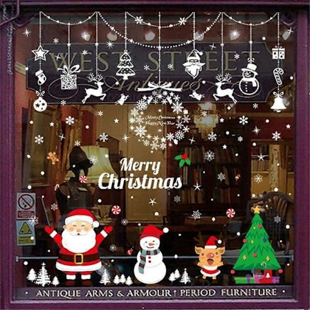 Julevinduesklistermærker DIY Dekoration Vindue Vægsticker Juleballon Aftagelige Statiske Klistermærker (Jul)