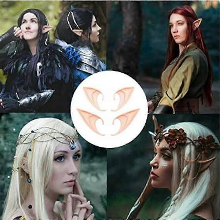 2 paria tonttukorvia - naamiaiset - pehmeäkärkiset keijukorvat - Halloween-juhlatarvikkeet - vampyyrijuhlatarvikkeet