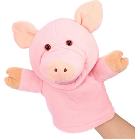 Gris Handdocka med Rörlig Mun och Armar Rollek Berättande Interaktivt Spel Förskoleleksak Presenter till Barn Födelsedag Jul Rosa 10-I