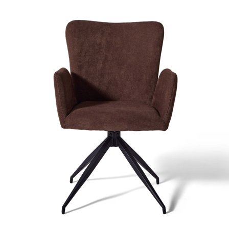 Frida Spisebordsstol Brun Vardo Stof med Armlæn & Drejefunktion - Komfortabel PU Skum, Metal Stel, 58x62x86cm - Perfekt til Spisestuen & Høj Komfort