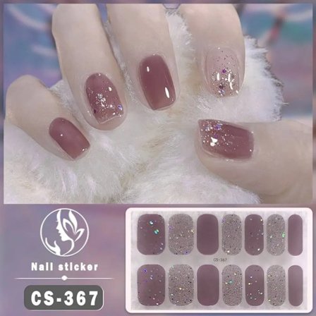 14Tips Halvhärdade Gel Nagelstickers Folie Glitter Nagelkonst Stickers Självhäftande Enkla Gel Hela Nagelomslag