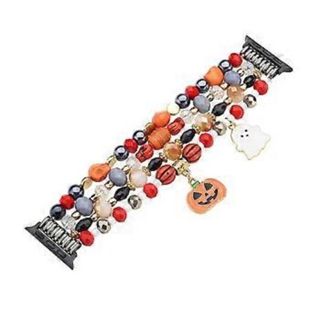 Halloween-helmikoristeinen ranneke, yhteensopiva Apple Watch 10 46mm / Ultra 2 / Ultra 49mm / 9 8 7 45mm / SE (2023) SE (2022) SE 6 5 4 44m -kellojen 