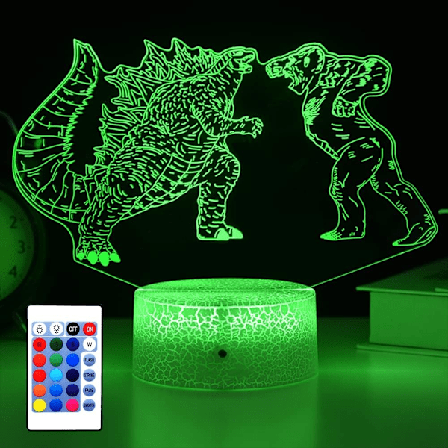 Godzilla vs King Kong Nattlampa för Barnrum LED Dekorlampa med Fjärrkontroll/16 Färger som Födelsedagspresenter eller Present till Pojkar/Flickor/