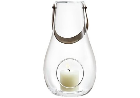 HOLMEGAARD LYKT MED LÆRHANK KLAR 29CM