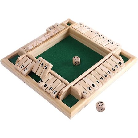 Deluxe 4 pelaajan Shut The Box -puupöytäpeli Klassikko Noppapeli Lautapeli