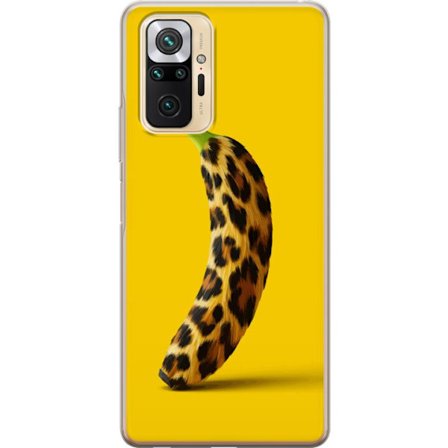 Kompatibelt Mobildeksel til Xiaomi Xiaomi Redmi Note 10 Pro Banan med leopardmønster mot gult bakgrunn i en kreativ og leken design