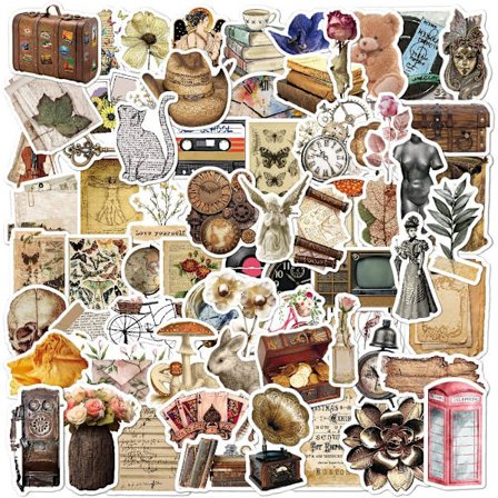 Vintage Stickers, 100 Æstetiske Retro Stickers