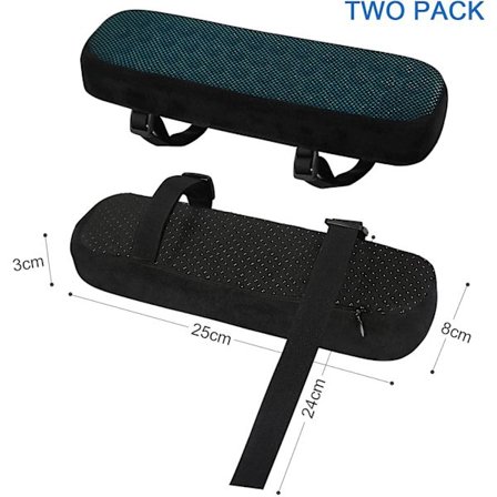 2 st Elbow Pad Armrest Kudde, Kontorsstol Kudde Armrest Ergonomisk halkfri Minnesskum För Armbågar Och Underarmar Avlastning (svart)