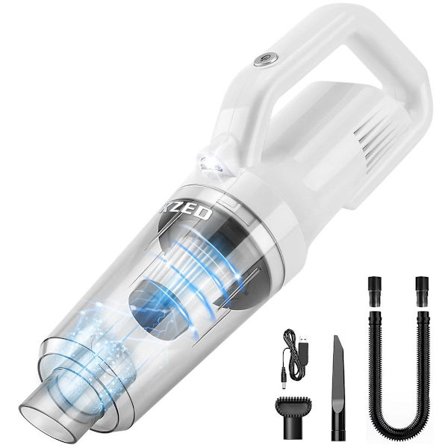Håndholdt støvsuger 12000PA - trådløs støvsuger med LED-lys (hvid) KLB