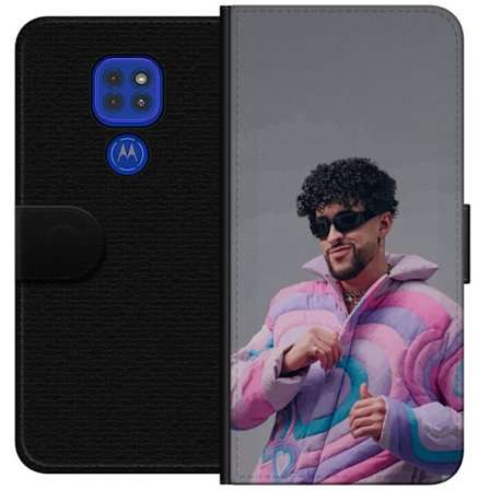 Kompatibelt Lommeboketui til Motorola Moto G9 Play Fargerik illustrasjon av et trist hjerte på stranden med palmer, delfiner og solnedgang i retro ku