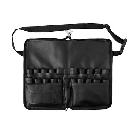 Artist Professionell Makeup Borste Midjeväska Kosmetisk Bärbar Multi Pockets Väska med bältesrem Svart svart