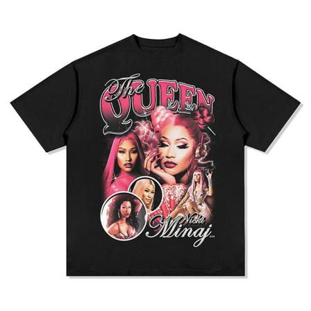 Nicki Minaj printed hip-hop street lyhythihainen T-paita retro-puuvillatoppi 2XL