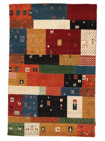 120X180 Tapis Gabbeh Loribaft Moderne Noir/Rouge Foncé (Laine, Inde) Carpetvista