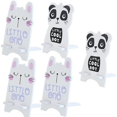 Mobilhållare i trä - Panda/katt Vit(Katt)