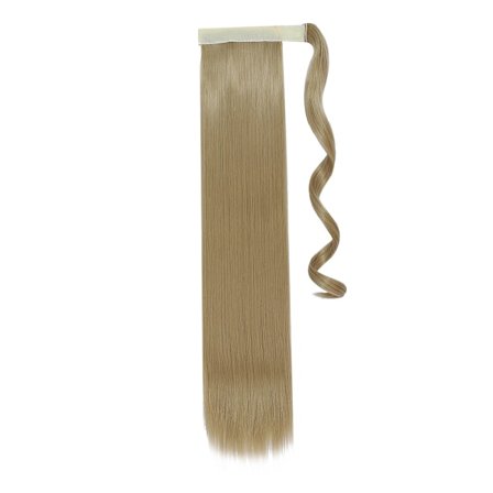 Syntetiskt hår 18/24 tum långt rak hästsvans omlott hästsvansklämma i hårförlängningar Svart hårstycke Huvudbonader