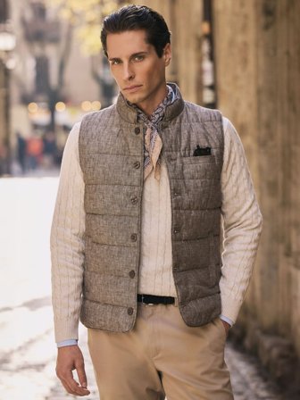 John Henric Men's Braun Leinenweste Size XS