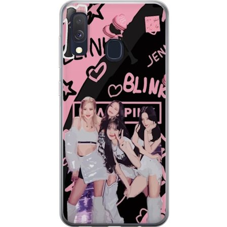 Kompatibel Mobilcover til Samsung Galaxy A40 Blackpink Blink design med Lisa Jennie Jisoo og Rose, lyserød og sort baggrund, fanmerchandise og lightst