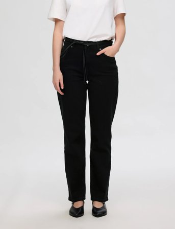 Selected Slfalice Mw Straight Black Jeans Noos - Black - 27 x 32