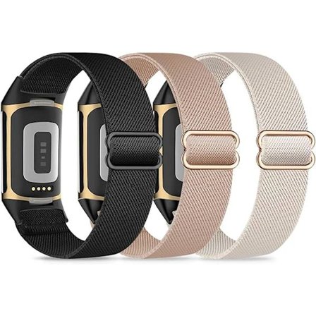 /NN/Elastiske armbånd, kompatible med Fitbit Charge 5/Fitbit Charge 6 armbånd for menn og kvinner, pustende og justerbare{F2] E