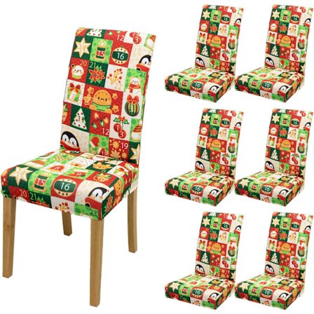 4/6-pack Julstolsöverdrag, 17,7 tum Stretch Matstolsöverdrag, Julgransdekoration