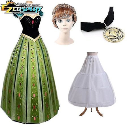 Dam Prinsessa Anna Kläder Kostym Halloween Jul Cosplay Fancy Kläder Kröning