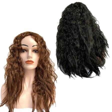 Peruukki Tummanruskea/ruskea sis. peruukkiverkko ja hiustenpidennyskampa Black