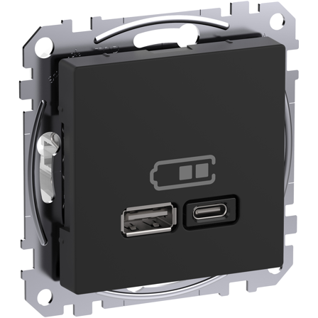 Schneider Electric Exxact WDE003983 USB-Ladduttag 2 utgångar, A+C antracitgrå, Strömbrytare & vägguttag