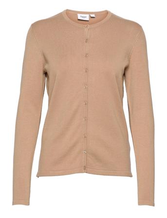 A8661, L/S Cardigan R-Neck Stickad Tröja Cardigan Brun Saint Tropez