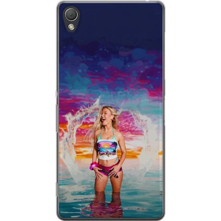 Kompatibel Mobilcover til Sony Xperia Z3 Blond kvinde i farverigt strandtøj, der leger i havet ved solnedgang