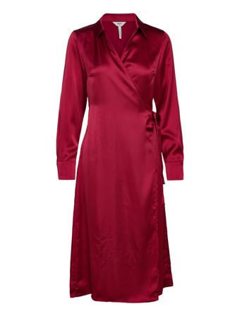 Objsateen Tania Ls Wrap Dress A Div Dresses Wrap Dresses Röd Object