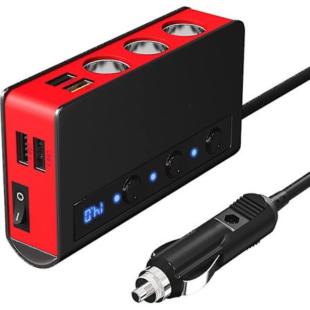 Cigarettändaruttag, 180W QC 3.0 Billaddare 12V/24V Cigarettändaradapter med 3 uttag Max 6.6A 4-portars snabbladdning USB-uttag, I