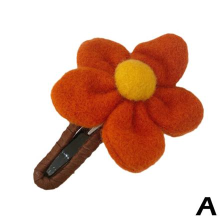 Söt Stor Plysch Blomma Hårnål Färgglad Stickad Bowknot Hårklämma